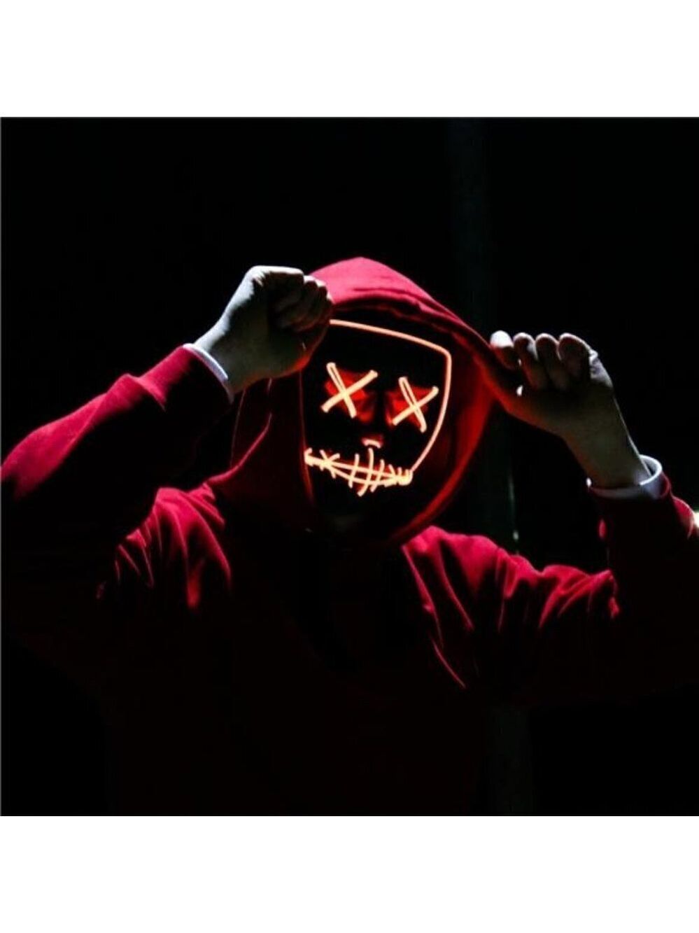 RED Halloween Mask LED Light up Festival Cosplay Costume Masquerade Parties NEW